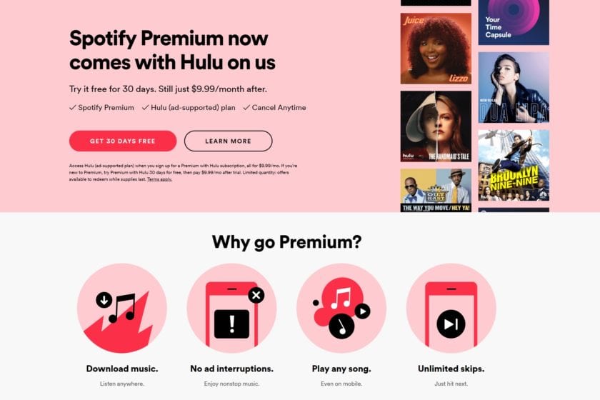 Spotify Premium Family Free Hulu